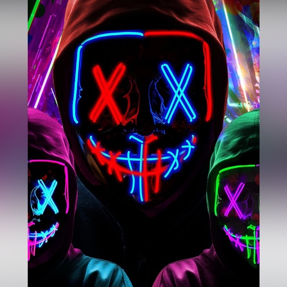 The Purge Halloween flashing light-up mask and light-up gloves - Picture 1 of 10